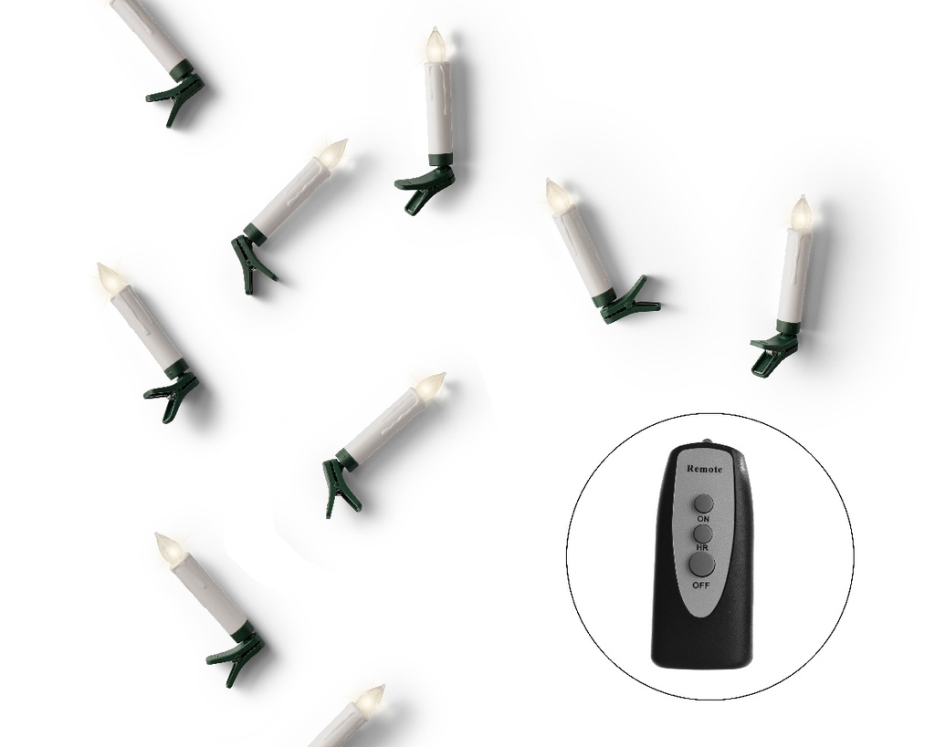 LED boomkaarsjes warm wit op batterij – 10 stuks met Timer en afstandsbediening
